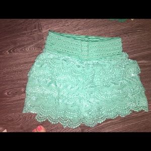 Mint lace shorts